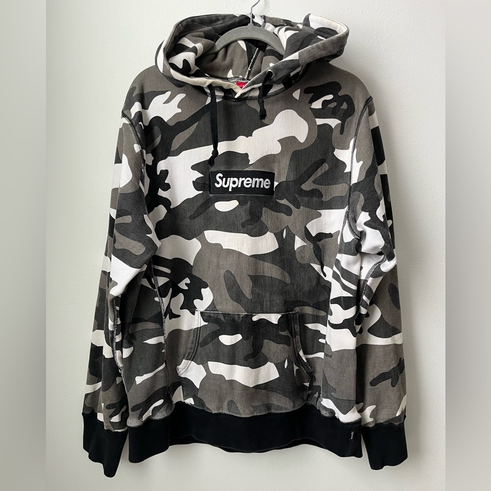 Supreme camo box logo hoodie XL gray grey camo snow pullover